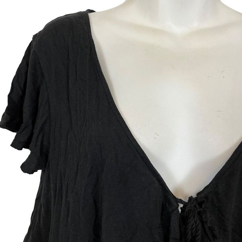 WE THE FREE People schwarz Burnout Fairy Front Tie Top Cardigan Whimsigoth Gr. XS - Bild 14 von 16