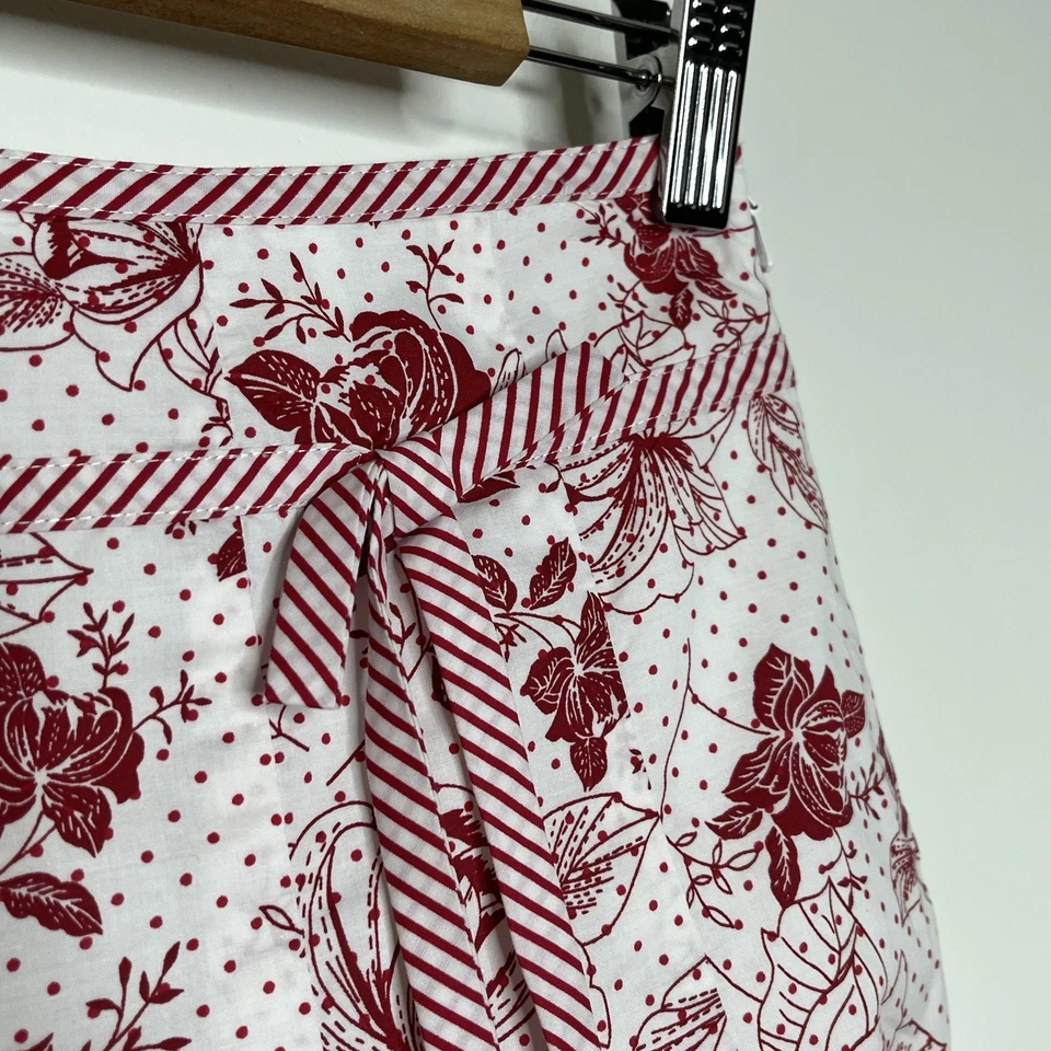 Ann Taylor Patchwork Skirt Womens 2P Milkmaid Red White Y2K Cottagecore Farm - Image 3 of 4