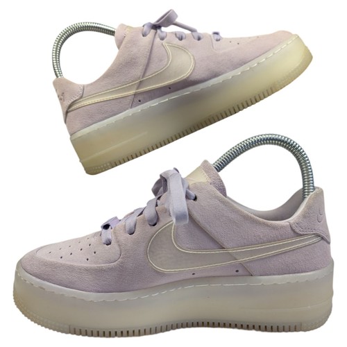Nike Air Force 1 Sage Low Plateau Turnschuhe Uk 4 Damen Violett Wildleder Schuhe - Bild 2 von 20