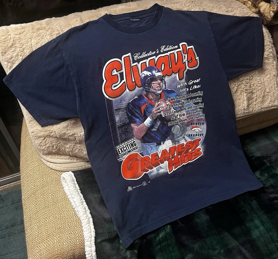 Camiseta gráfica RARA VINTAGE 97-98 Denver Broncos Elway NFL Greatest Hits (XL/G) - Imagem 4 de 4