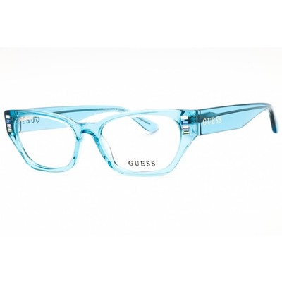 Guess Women's Eyeglasses Shiny Turquoise Acetate Cat Eye Shape Frame GU2967 087