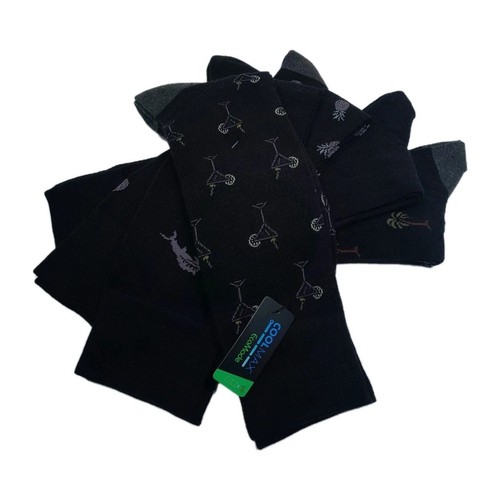Tommy Bahama Men's Dress Socks Martini/Palm/Pineapple/Swordfish 5 Pairs Black OS - Picture 3 of 5