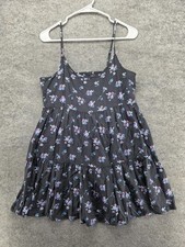 American Eagle Outfitters Dress Womens M Black Sundress Short Scoop Neck Floral