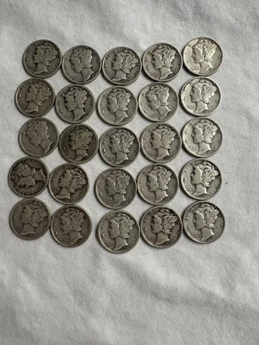 MERCURY DIME LOT OF 25 - In Good Condition See Photos! 1918 - 1945 - MAKE OFFER