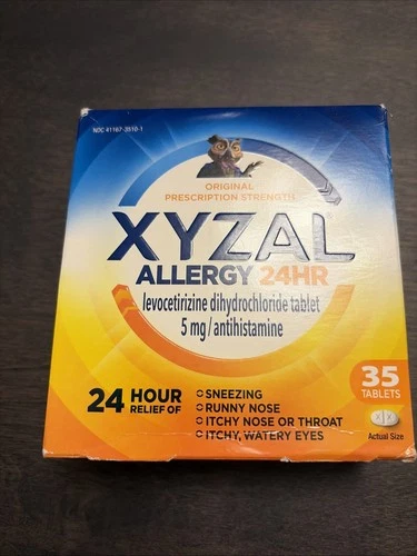 XYZAL Allergy 24HR Levocetirizine 5mg Antihistamine Tablets 35 Count Exp 2/28