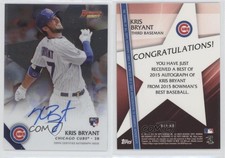 2015 Bowman's Best Best of 2015 Auto Kris Bryant #B15-KB Rookie Auto RC