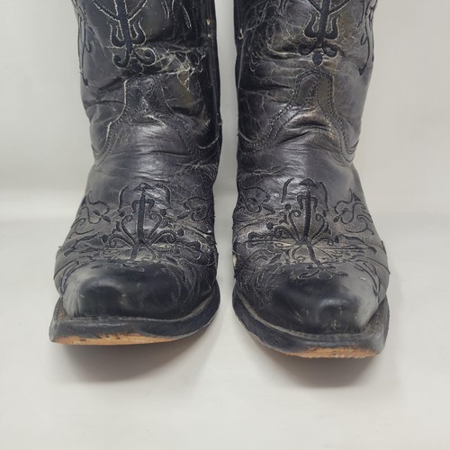 Circle G Damenstiefel 7,5 W schwarz bestickt Kreuz Western Snip Toe Cowgirl Rodeo - Bild 8 von 14