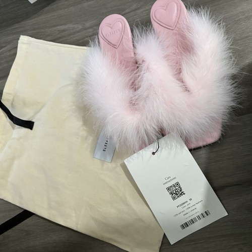 Marca DORMIENTE Lujo Gatito Tacón Mula con Plumas en ROSA Talla 36 Barbie Core - Imagen 7 de 8