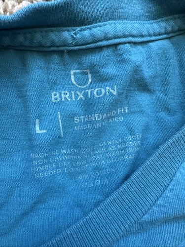 Camiseta informal Brixton manga corta cuello redondo logotipo talla L azul - agujeros pequeños - Imagen 12 de 23