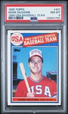 1985 TOPPS 1984 USA BASEBALL TEAM #401 MARK MCGWIRE ROOKIE RC PSA 8