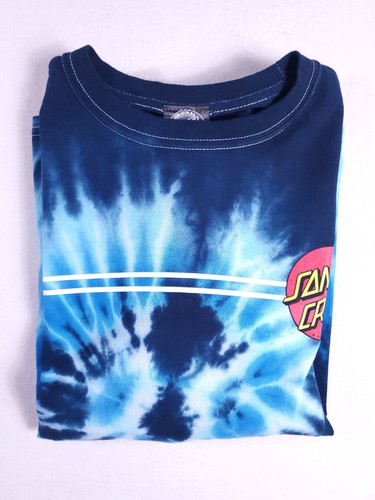 Santa Cruz Shirt Kids Youth Large Blue Tie Dye Long Sleeve Skateboard Logo Rare - Picture 17 of 17
