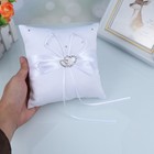 15 *15cm Satin Pin Cushion Wedding Double Heart Ring Pillow Bearer