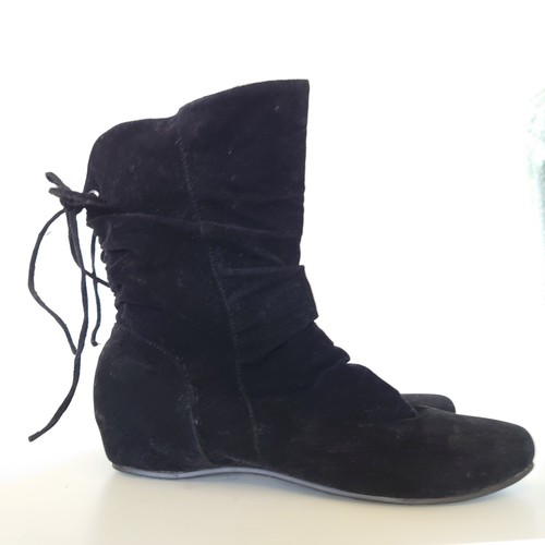Vintage Flyfoz Black Suede Slouch Boots Size 38 80s Retro Cleaned Rare - Picture 5 of 9