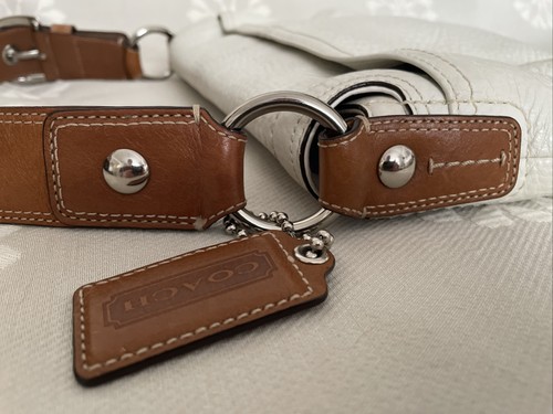 Vintage Coach Big Soho weiß braun Leder Schulter Schnalle Klappe Tasche K0867-F13105 - Bild 7 von 16