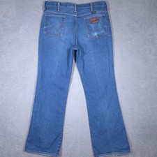 Vintage 70s Wrangler Jeans Mens 36x31 Fits 35x30 Blue Bootcut No Fault Denim