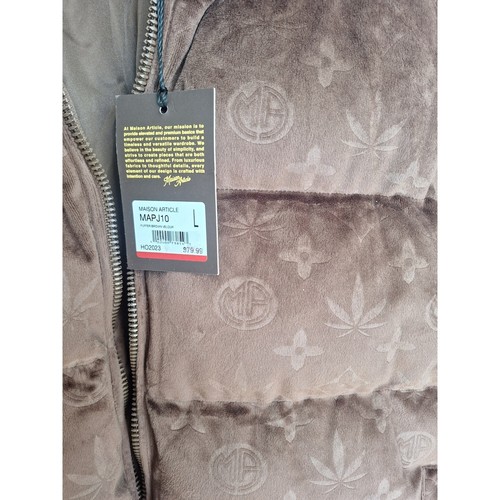 Maison Article Brown Velour Puffer Jacket Mens Size Large - NWT LOOK AT PICS! - Picture 2 of 10