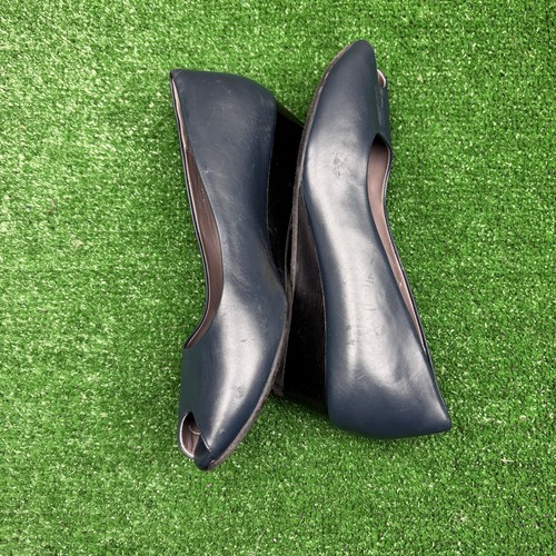 SAS Scarlett Peep Toe Wedge Sandals Black Soft Leather Women’s 9 Made in Italy - Picture 15 of 22