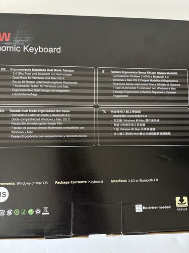 Perixx PERIBOARD-612W 2.4GHz Wireless Ergonomic Split Keyboard Bluetooth White✨ - Picture 11 of 14