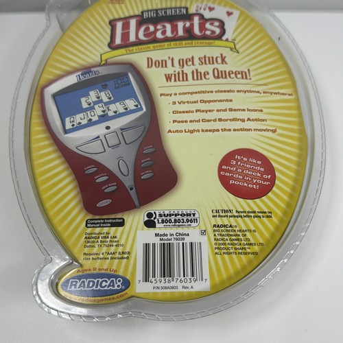 Radica Big Screen Hearts Handheld Electronic Game New in Box Sealed 76039 - Picture 2 of 4