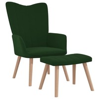 Relaxsessel Loungesessel Sessel Polsterstuhl Mit Hocker DunkelgrüN Samt