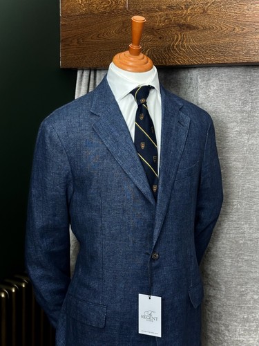 Pre-Owned Mens Polo Ralph Lauren Soft Navy Linen Suit Jacket/Blazer 46L RRP £949 - Picture 1 of 23