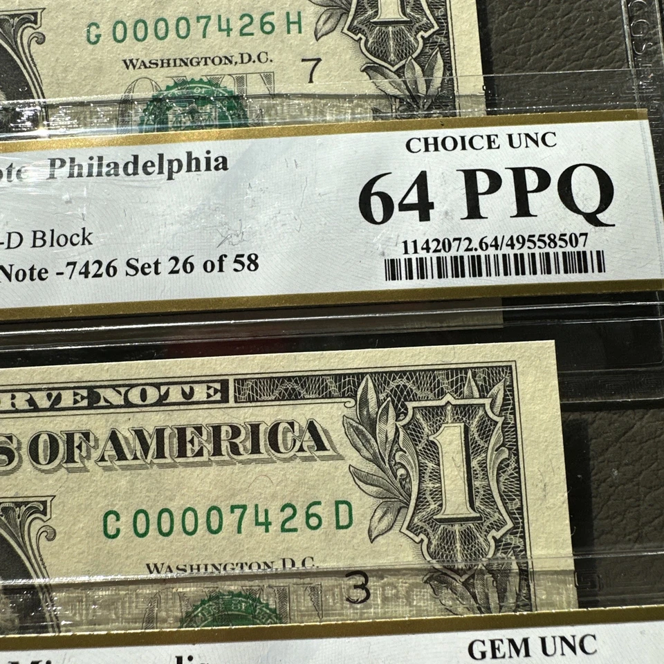 Federal Reserve Note PCGS 66 PPQ 3 Matching LOW SERIAL & Fancy Number - Image 4 of 4