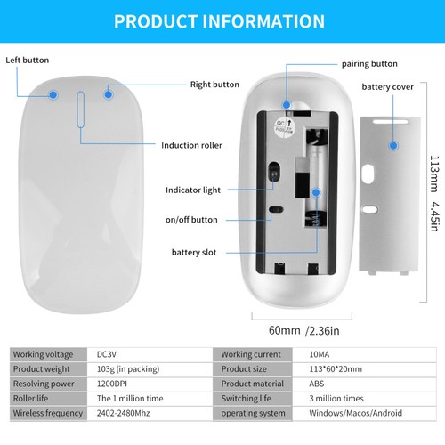 Bluetooth 5.0 Wireless Mouse Silent Multi Arc Touch Mice Ultra-Thin Magic Mouse - Picture 5 of 10