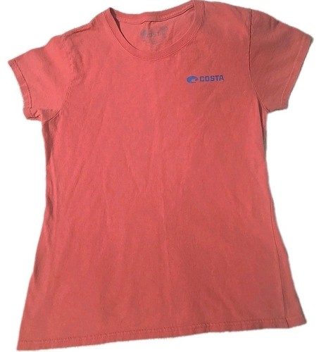 Costa T-Shirt Womens Medium Salmon Logo Cruise Short Sleeve Shirt Top M Fishing - Picture 5 of 6