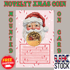 ? Novelty Xmas Coin Santa & Sleigh mounted on Card ? UK Stock ? Free Delivery