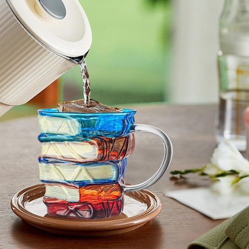 NUEVO Taza de café pintada alta borosilicato artificial pintada novedad libro taza taza taza - Imagen 22 de 24