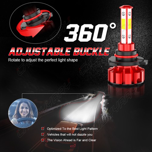 9005 9006 H3 Full Front Combo LED carLight High-Low Beam Fog Lights Bulbs White - Picture 5 of 15