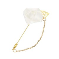 WeißE Rosen-Anstecknadel Mit Kette FüR Damen, Satin-Blumenbrosche