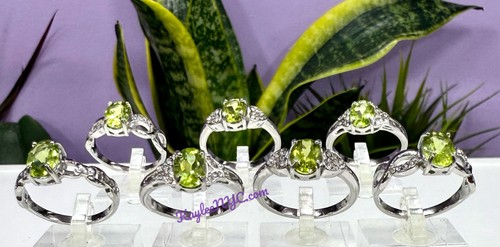 Großhandel 7 St. Natürlicher Peridot Edelstahl (316) Ringe Kristall 5 x 7 mm - Bild 3 von 4