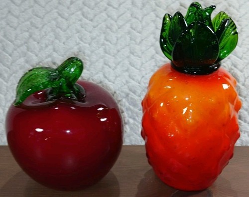 Hand Blown Glass Pineapple & Apple - Picture 3 of 11