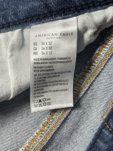 American Eagle Jeans Uomo 34x32 Dark Bootcut Pantaloni Airflex Dritti Originali - Foto 9 di 15