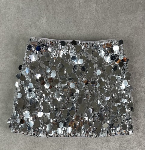 Cider Silver Sequin Mid Waist Mini Skirt Women’s XXS NWT - Picture 18 of 18