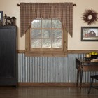 Rustic Swag Pair Tan Rod Pocket Crosswoods Kitchen Window Curtains VHC Brands