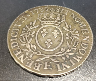 France Jolie Louis XV Ecu aux branches d'Olivier 1735 E (Tours) No Reserve