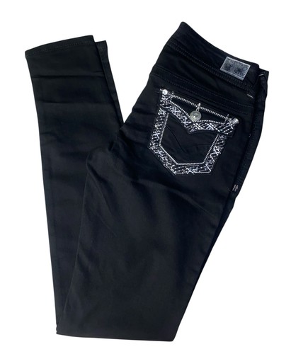 Pantalones de mezclilla negros Vanity Premium para mujer talla 28 x 32 ajustados nuevos con etiquetas - Imagen 2 de 3