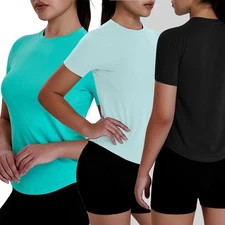 Women's Active Wear Exercise Running Hiking Tops Dry Fit Shirt Workout Clothes