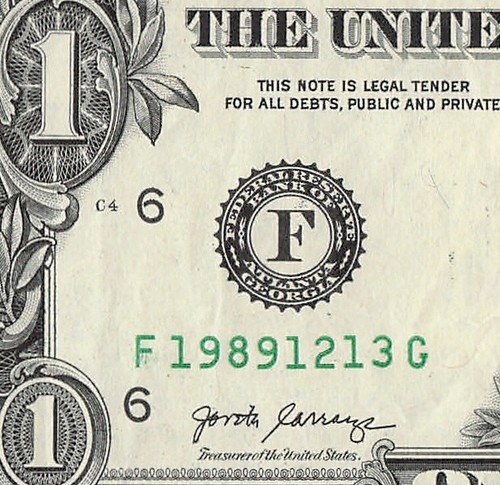 DEC 13 1989 Birthday Fancy Serial Number Date Note One Dollar Bill 12 13 1989 - Picture 3 of 11