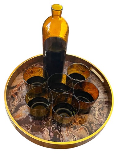Bottle & x6 Tumblers Ichendorf Milano Light, black/amber BRAND NEW £325 RRP - Picture 4 of 24