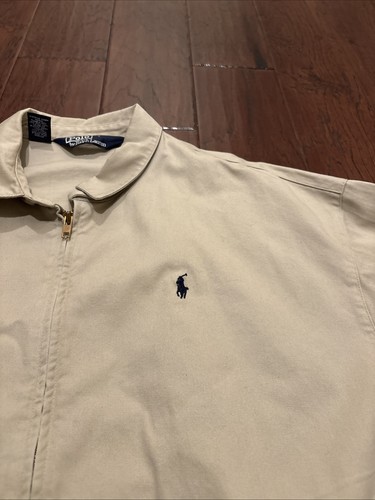 Polo Ralph Lauren Herrington Jacket Mens Large Beige Canvas Full Zip Preppy - Picture 6 of 17