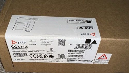 Poly CCX 505 Corded Corded/Cordless Bluetooth Wi-Fi Desktop IP Phone 82Z79AA - Picture 2 of 4