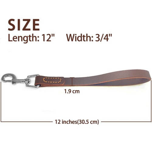 Leather Short Dog Lead, Strong Traffic Pet Lead With 360º Heavy Duty M - Picture 5 of 7
