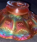 VINTAGE CARNIVAL NORTHWOOD MARIGOLD Beaded Fans Flower BOWL PINK IRIDESCENT Mint