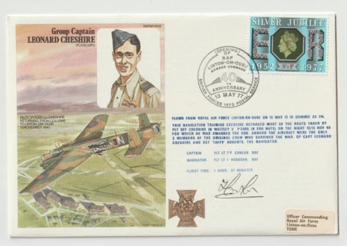 13/5/1977 UK GB Flown Cover - Group Captain Leonard Cheshire - HANDSIGNED