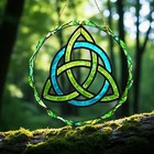 Celtic Trinity Knot Suncatcher 9" Blue Green Acrylic Window Hanging Decor