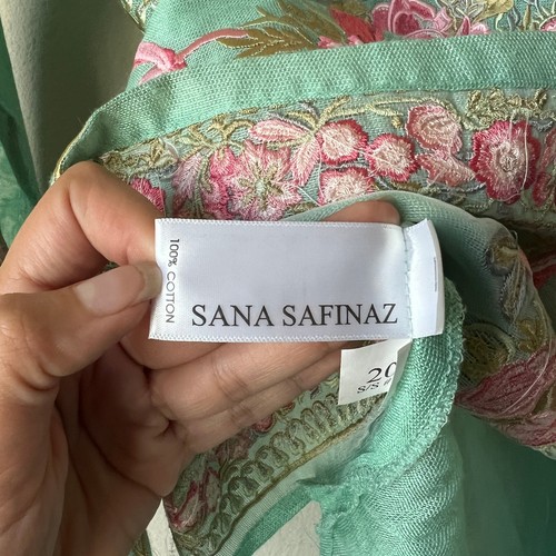 Sana Safinaz Aqua Green Pink Floral Embroidered Kurta Size Small - Picture 5 of 6