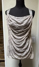 BKE Buckle Womens Size Small Beige Taupe Racer back Tank Ruched Sequin Trim